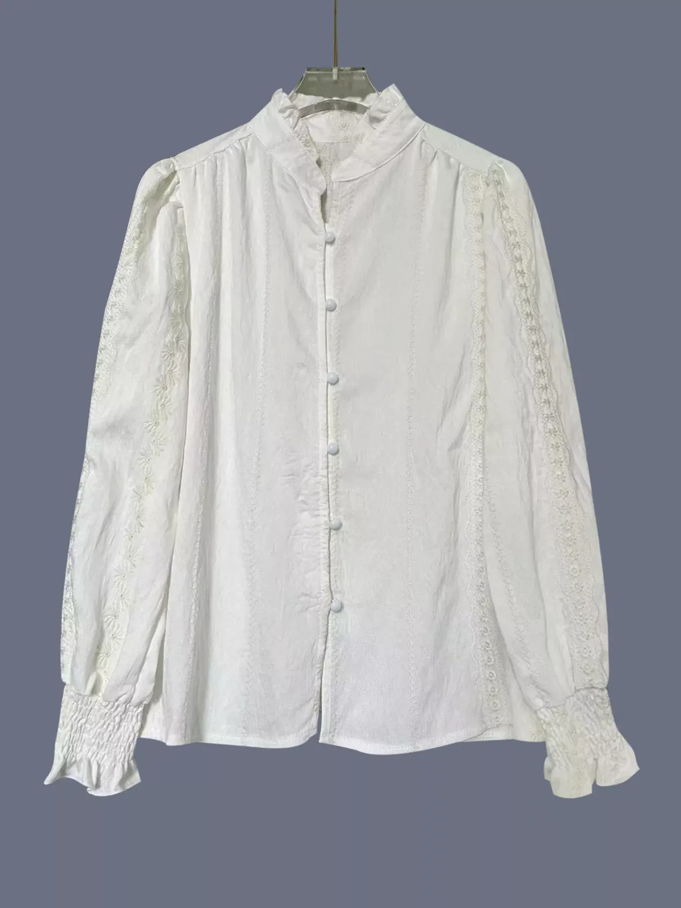 Lace Detail Button Up Shirt The Nichole Collection