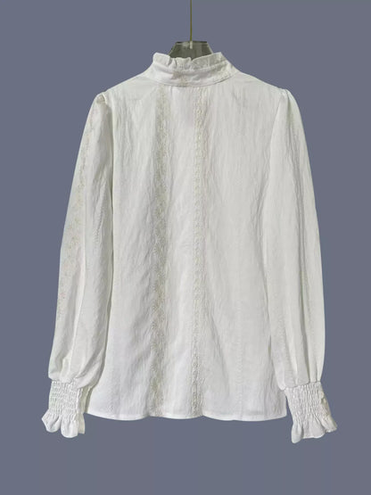 Lace Detail Button Up Shirt The Nichole Collection