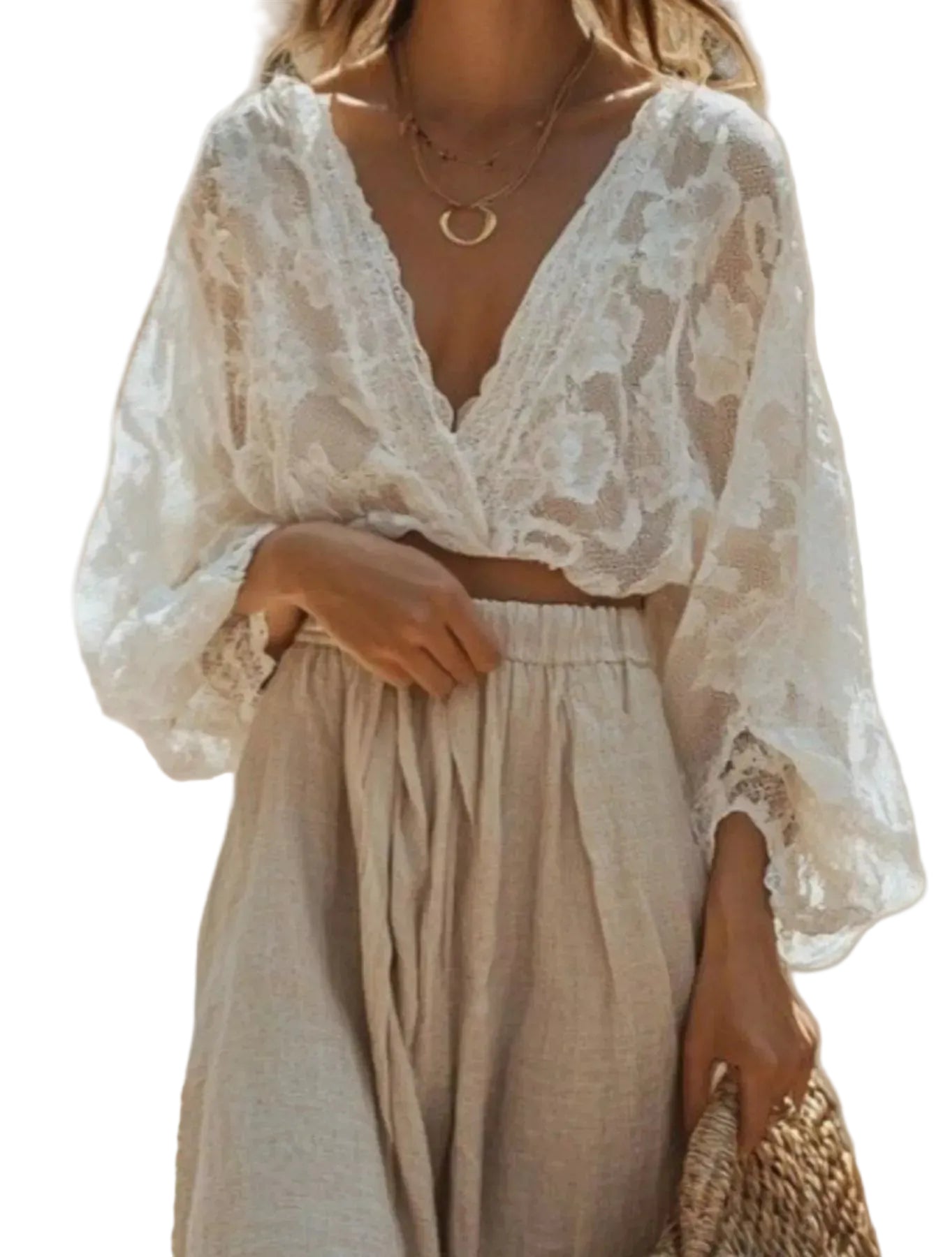 Lace Long Sleeve Top and Skirt Set The Nichole Collection