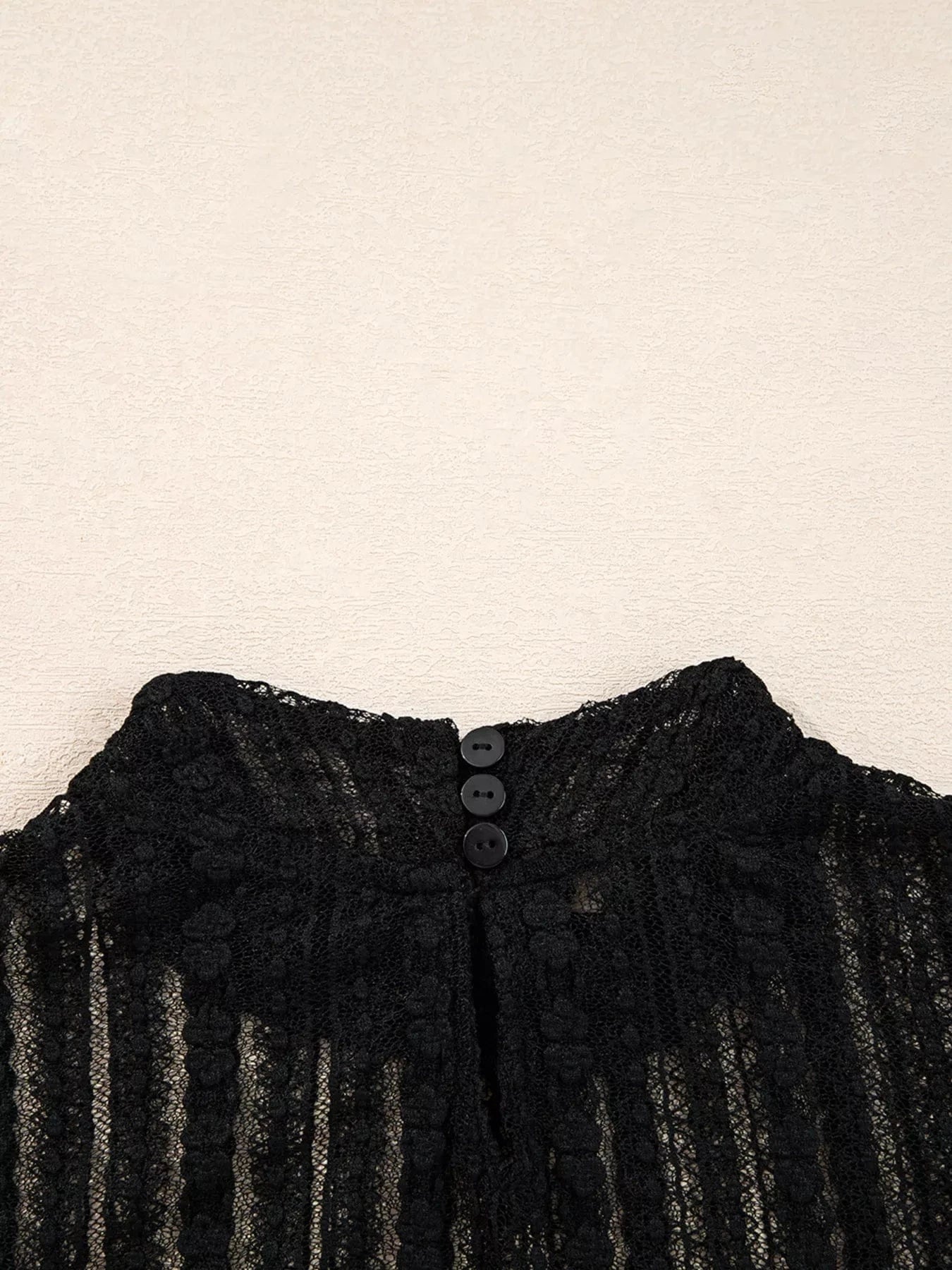Lace Patchwork Flounce Sleeve Slim Fit Top Trendsi