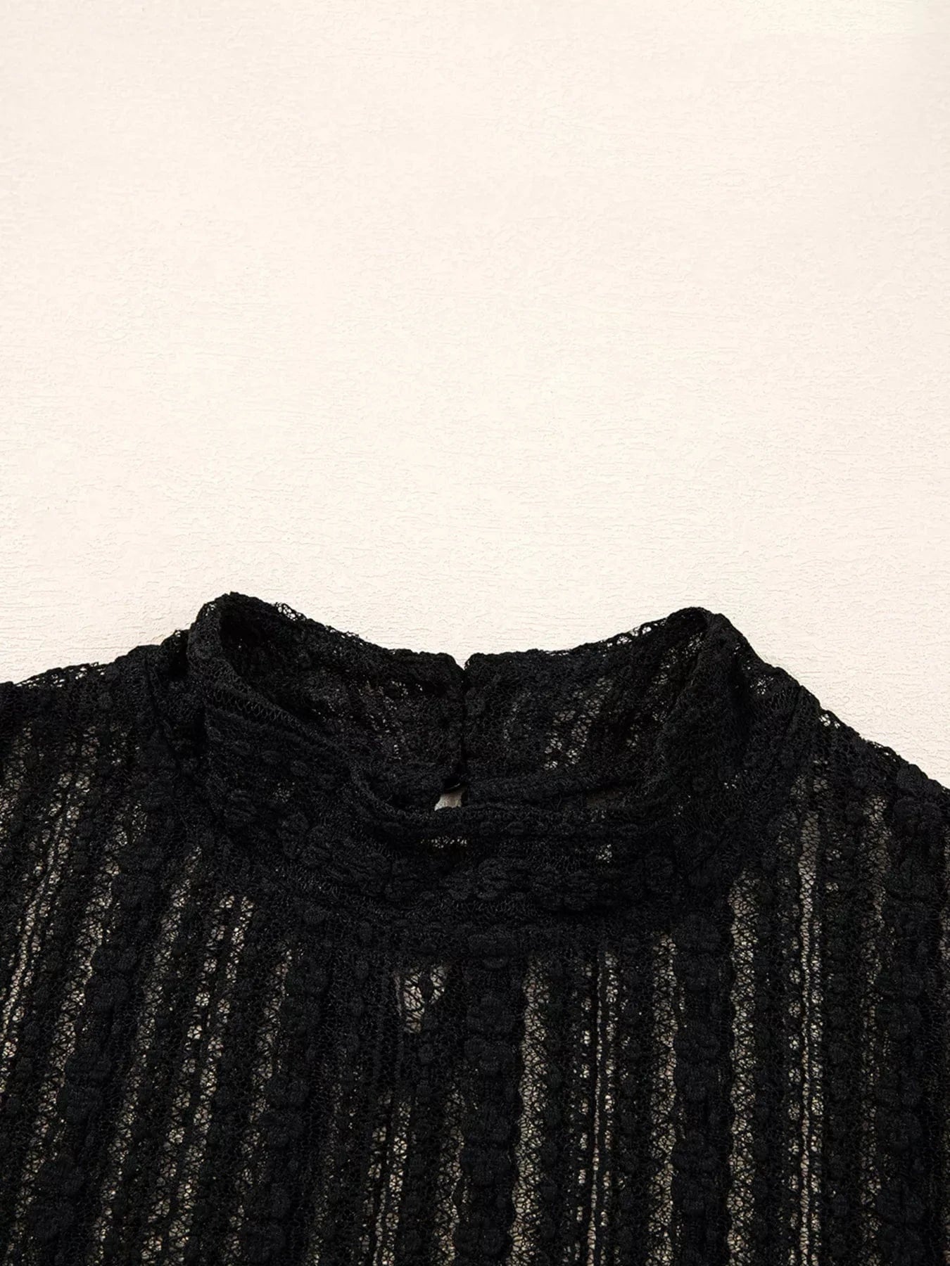 Lace Patchwork Flounce Sleeve Slim Fit Top Trendsi