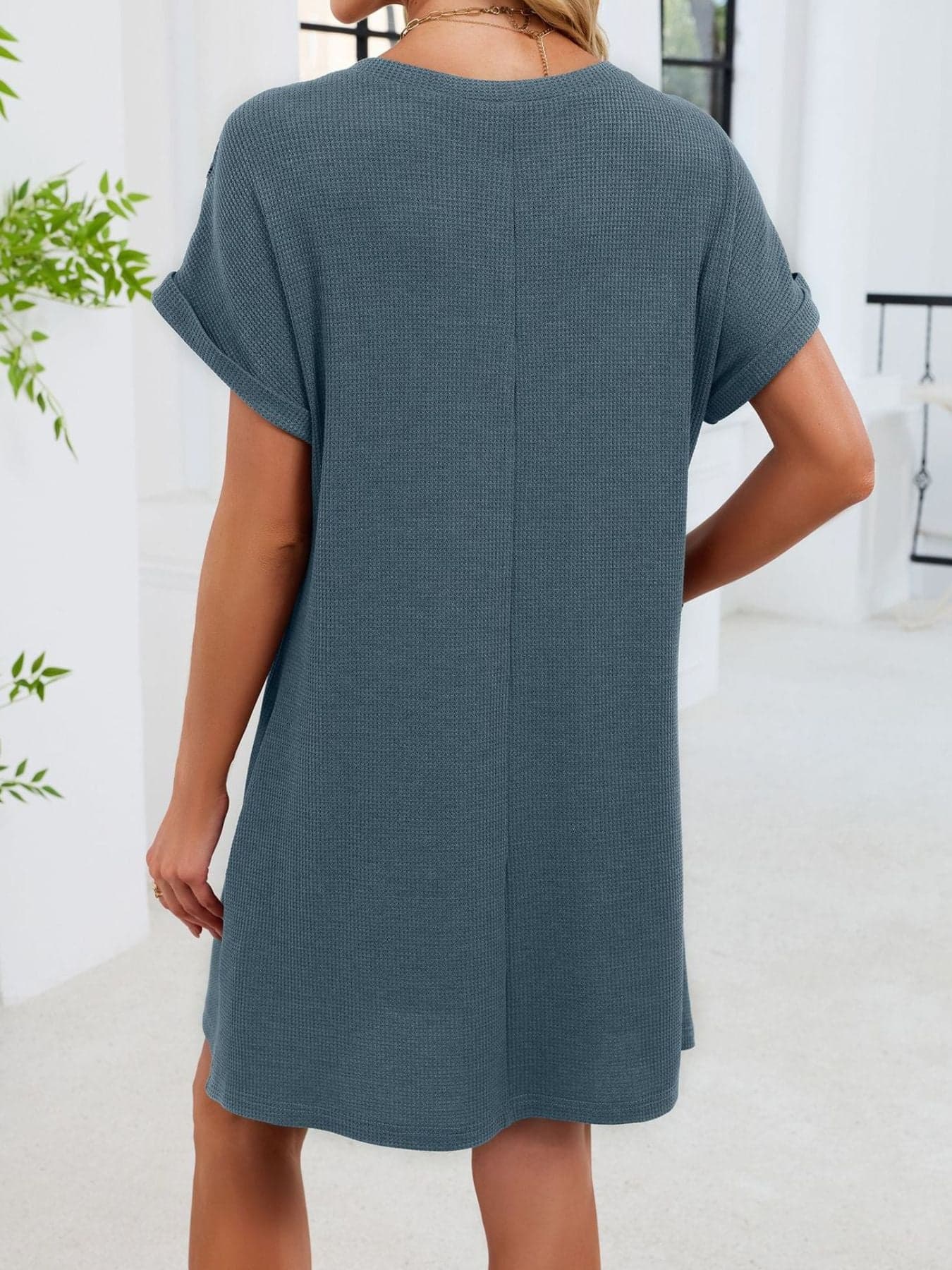 Lace Round Neck Short Sleeve T-Shirt Dress Dresses The Nichole Collection