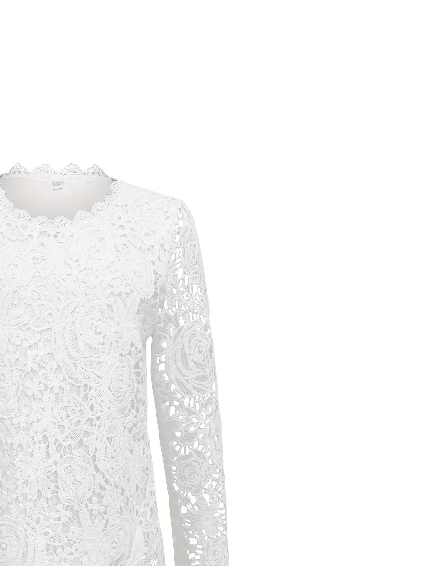 Lace Scallop Trim High-Neck Blouse Shirts & Tops The Nichole Collection