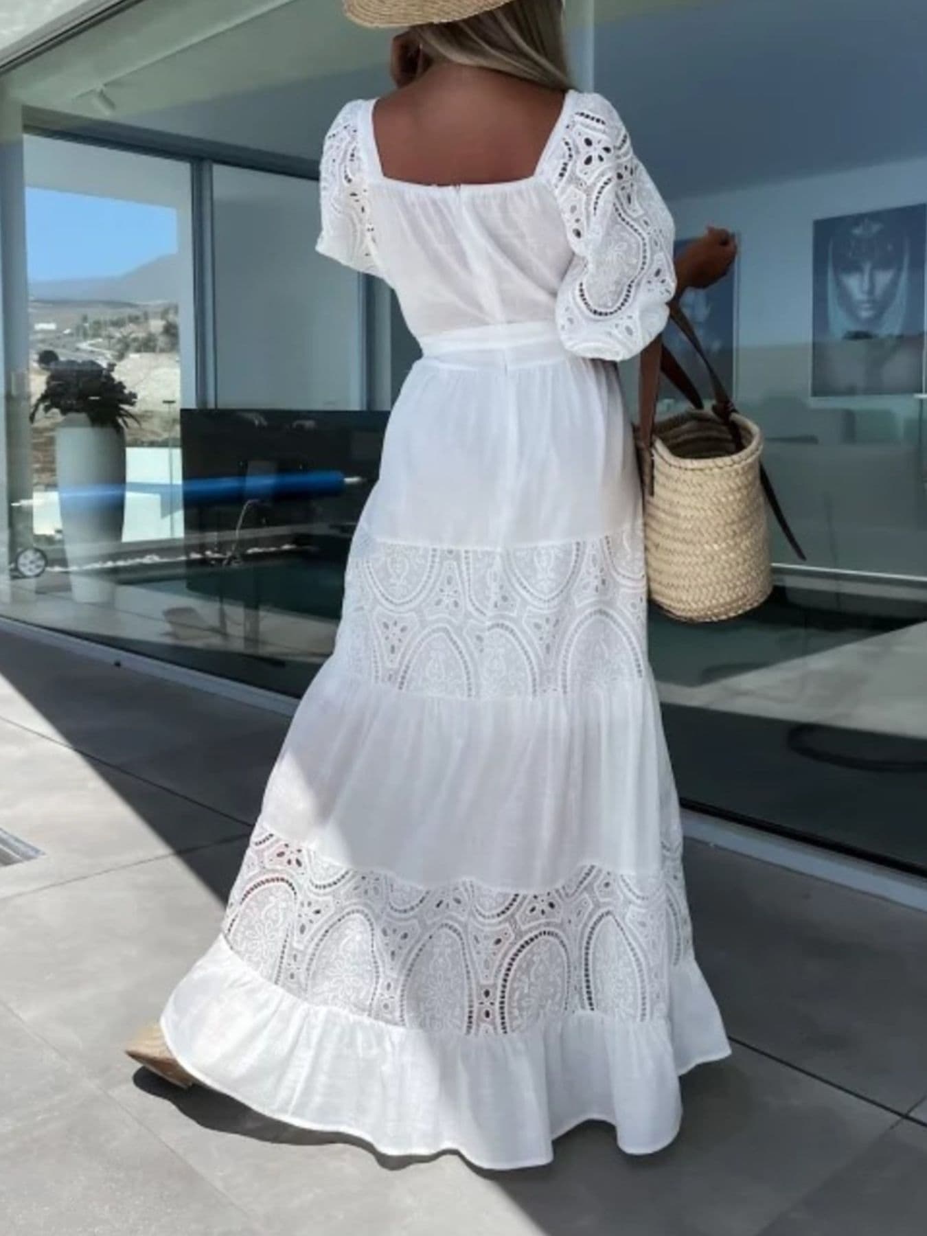 Lace Sleeve Belted Tiered Ruffled Maxi Dress Maxi Dresses The Nichole Collection - Official Site