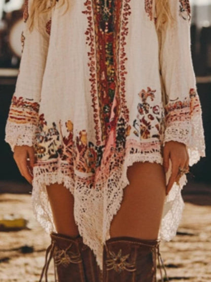 Lace Trim Long Sleeve Mini Dress Mini Dresses The Nichole Collection - Official Site