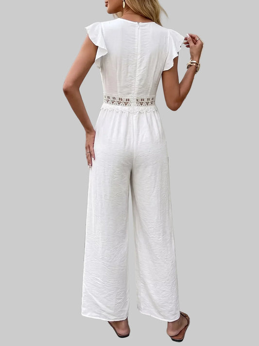 Lace Trim Wide Leg Jumpsuit Jumpsuits & Rompers The Nichole Collection - Official Site