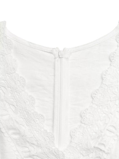 Lace Trim Wide Leg Jumpsuit Jumpsuits & Rompers The Nichole Collection - Official Site