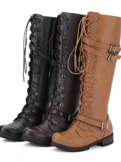 Lace-Up Boots with Buckle Straps The Nichole Collection