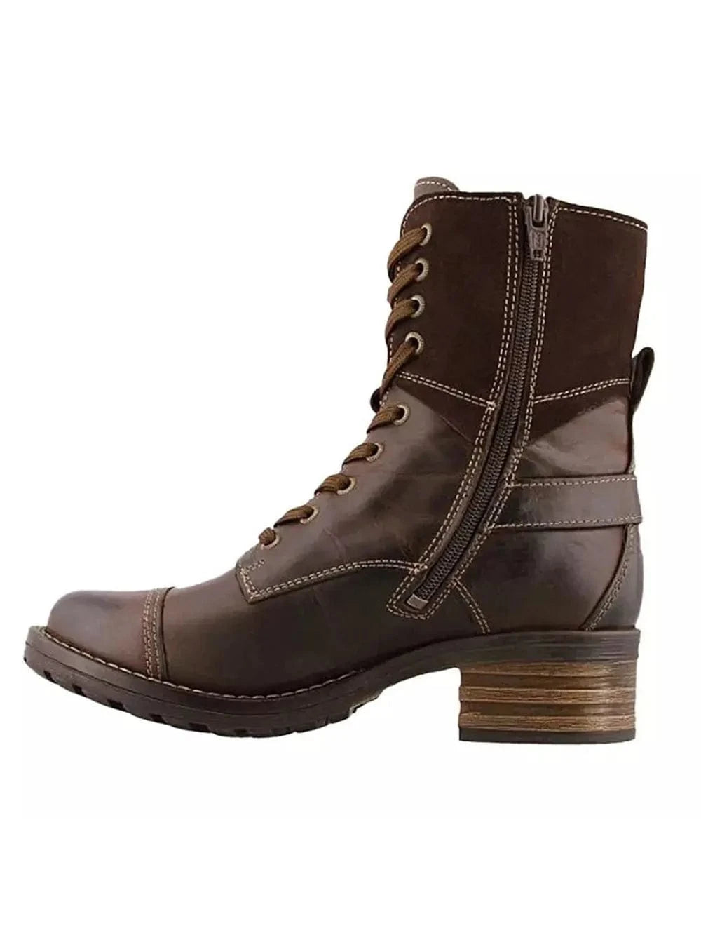 Lace-Up Leather Block Heel Boots The Nichole Collection