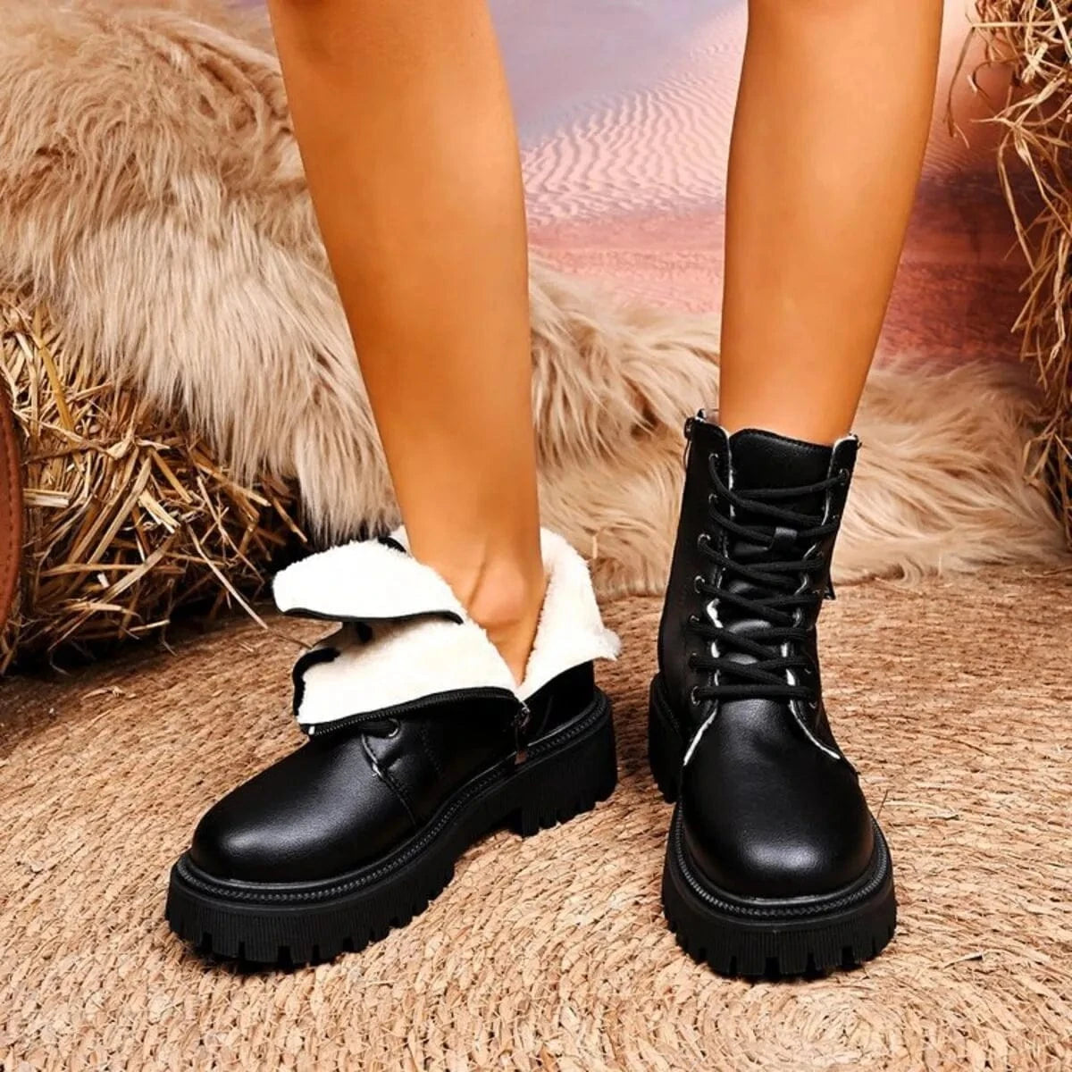 Lace-Up Platform Boots The Nichole Collection