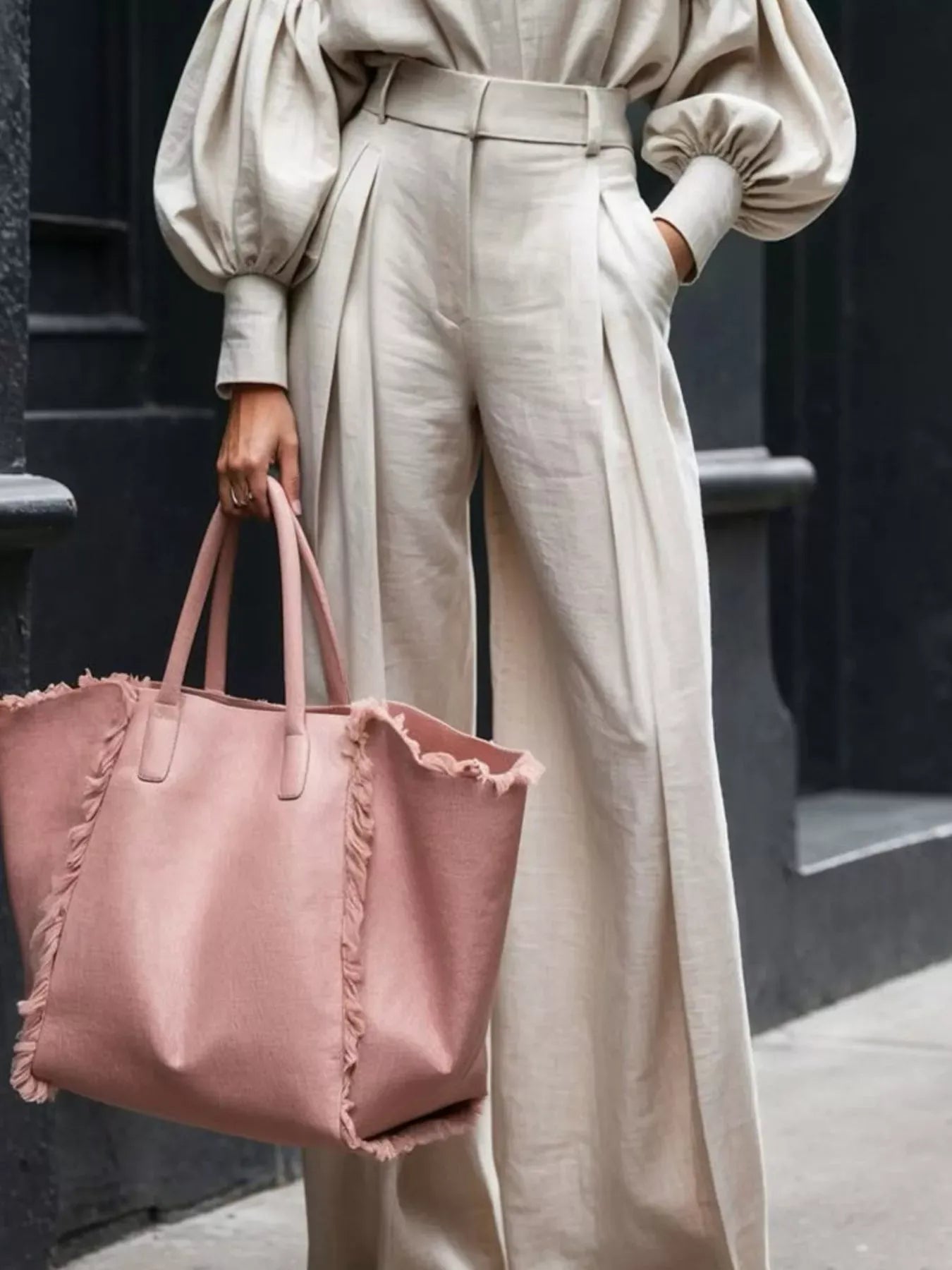 Lantern Sleeve Shirt and Wide Leg Pants Set Women's Sets The Nichole Collection