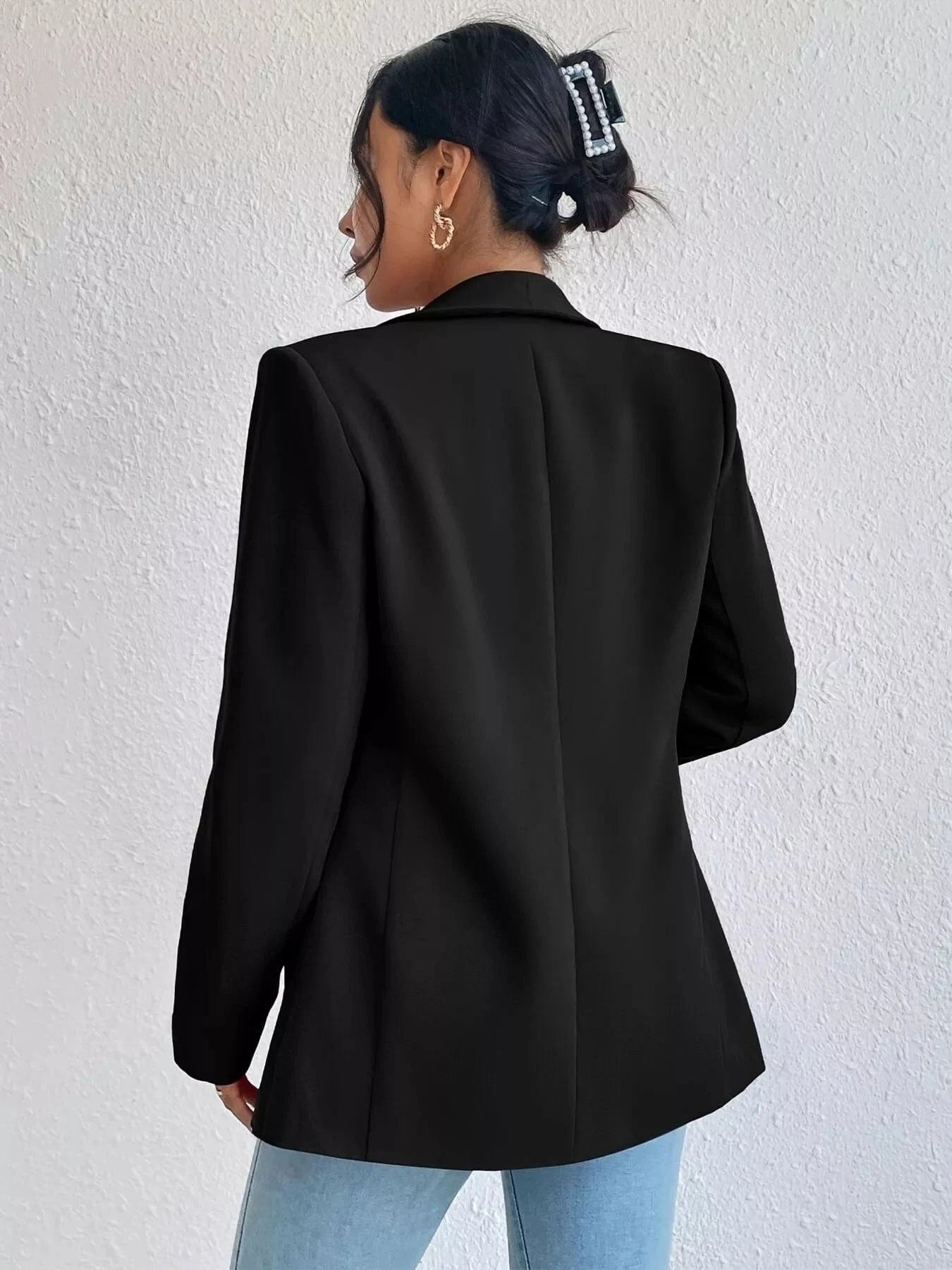 Lapel Collar Long Sleeve Blazer The Nichole Collection