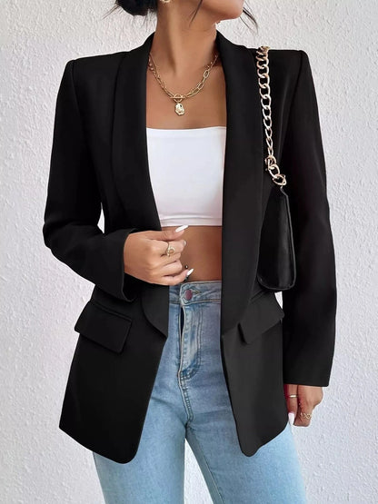 Lapel Collar Long Sleeve Blazer The Nichole Collection