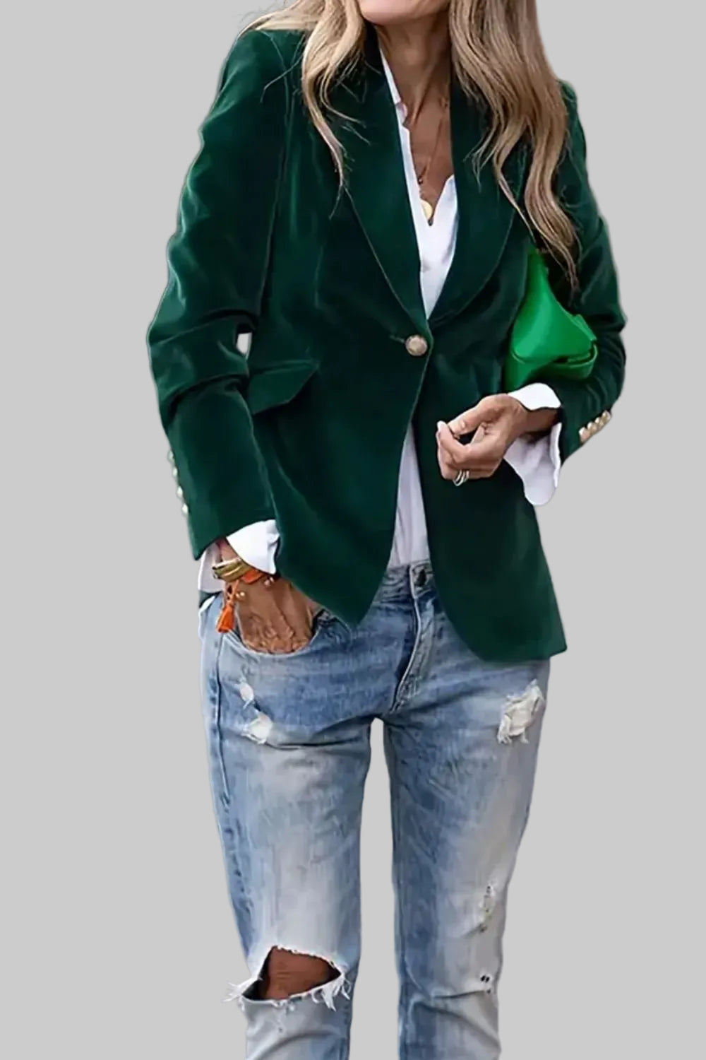 Lapel Collar One Button Blazer The Nichole Collection