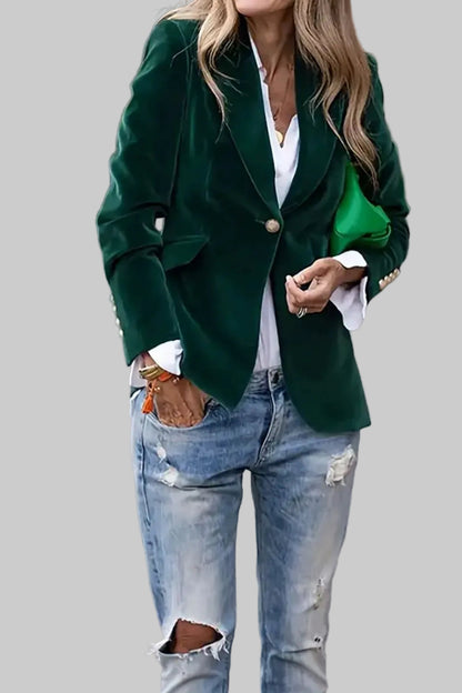 Lapel Collar One Button Blazer The Nichole Collection