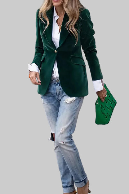 Lapel Collar One Button Blazer The Nichole Collection