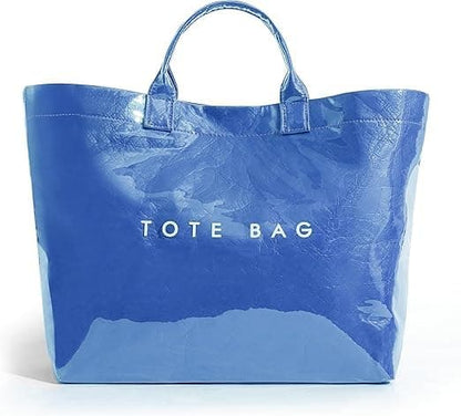 Large Letter Print Paper Tote Bag - Work & Travel Blue2 The Nichole Collection - Official Site