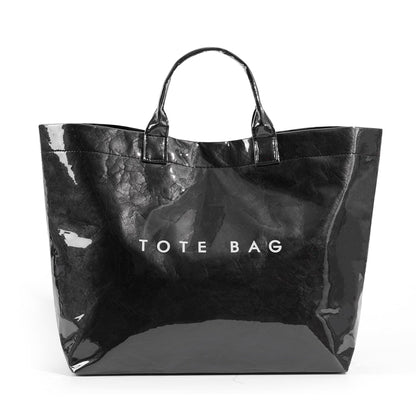 Large Letter Print Paper Tote Bag - Work & Travel Black The Nichole Collection - Official Site