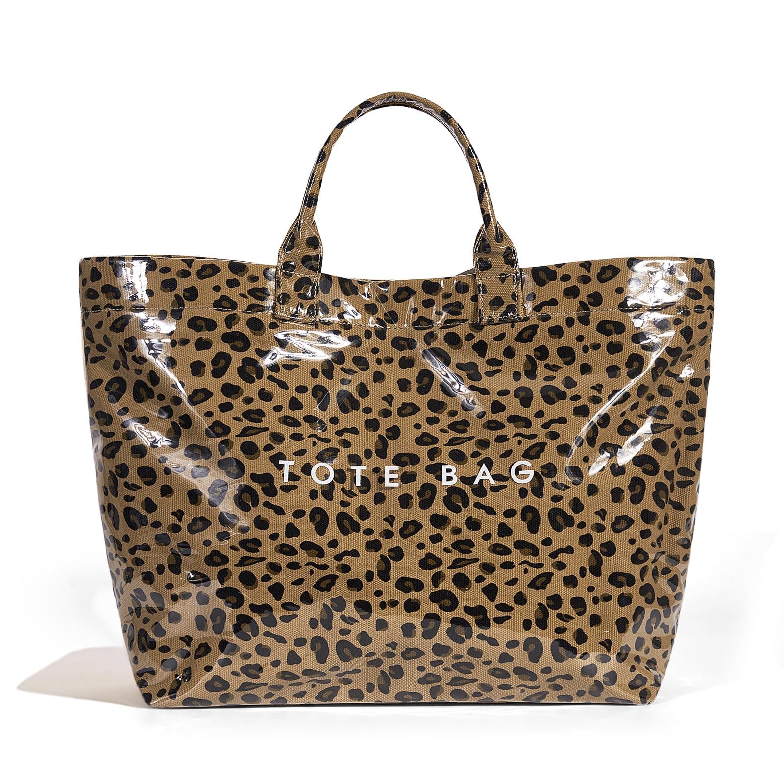 Large Letter Print Paper Tote Bag - Work & Travel Z-Brown Leopard The Nichole Collection - Official Site