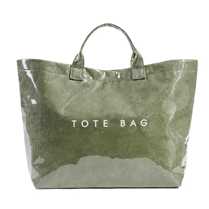 Large Letter Print Paper Tote Bag - Work & Travel Dark Green The Nichole Collection - Official Site