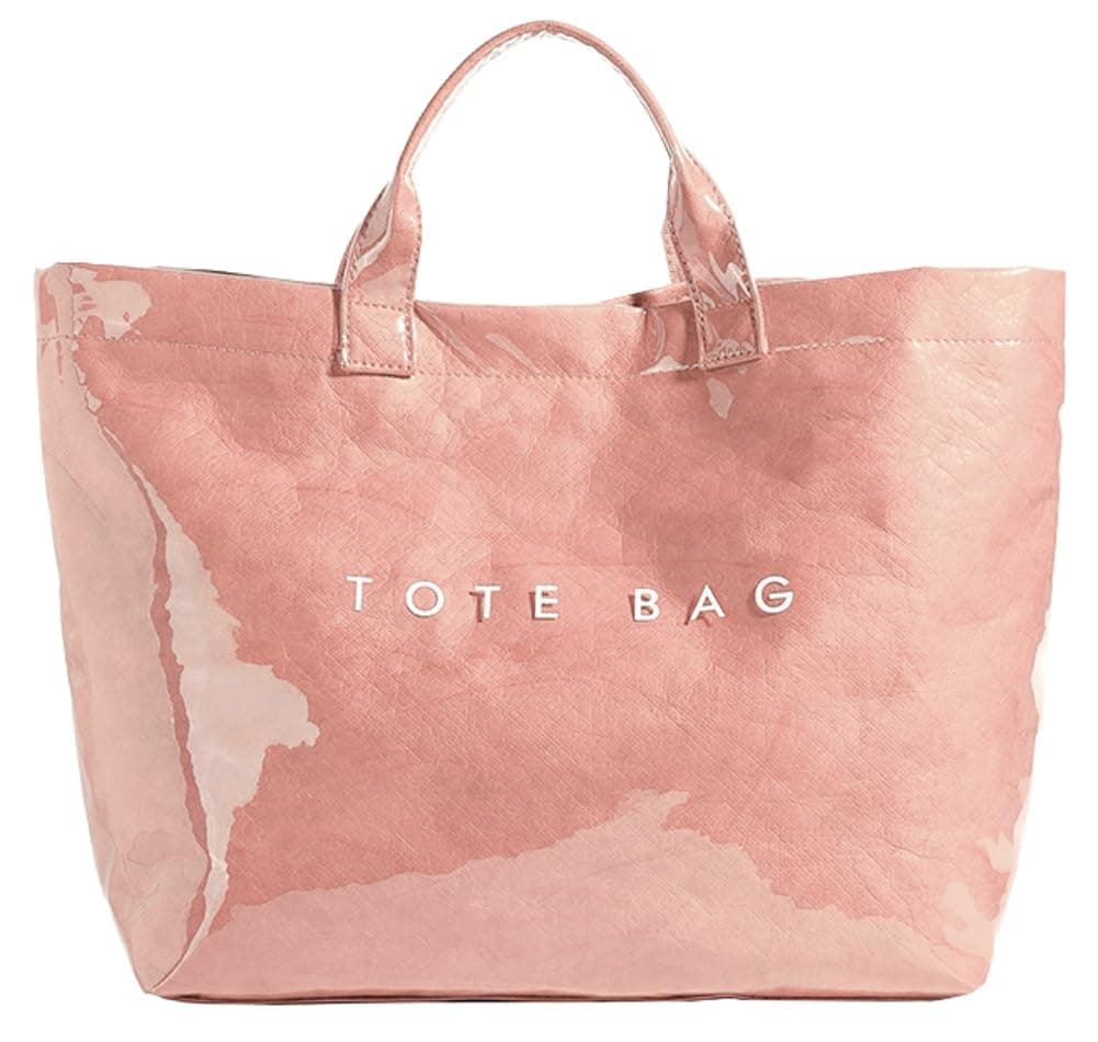 Large Letter Print Paper Tote Bag - Work & Travel Pink The Nichole Collection - Official Site