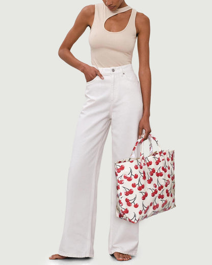 Large Letter Print Paper Tote Bag - Work & Travel The Nichole Collection - Official Site