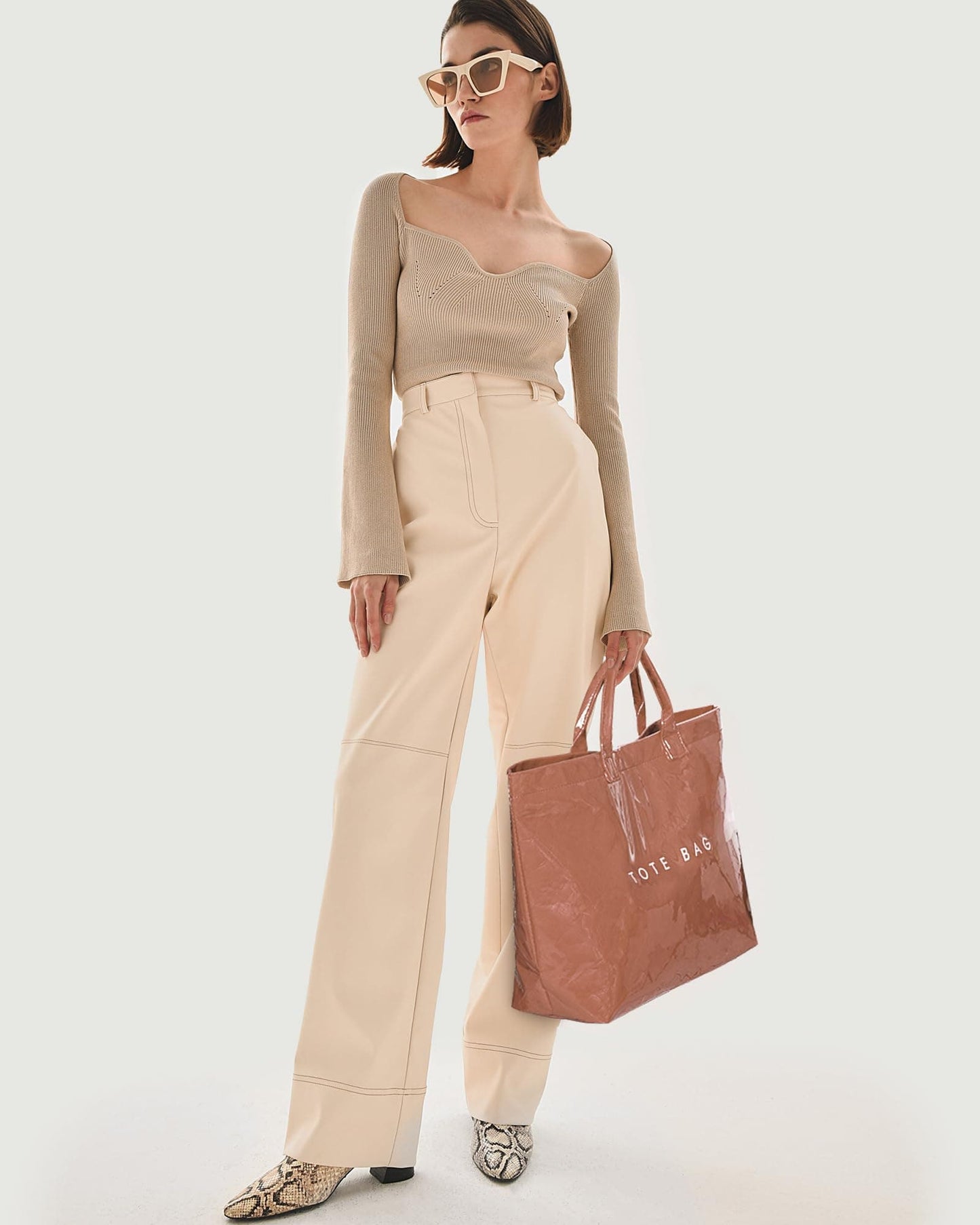 Large Letter Print Paper Tote Bag - Work & Travel The Nichole Collection - Official Site