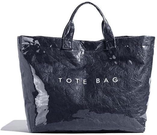 Large Letter Print Paper Tote Bag - Work & Travel Navy Blue The Nichole Collection - Official Site