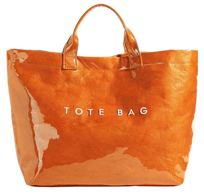 Large Letter Print Paper Tote Bag - Work & Travel Orange The Nichole Collection - Official Site