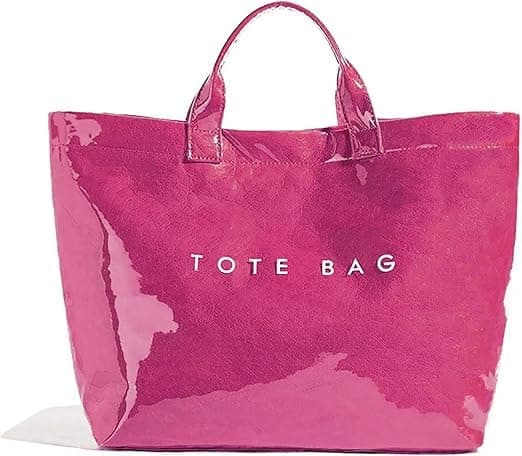 Large Letter Print Paper Tote Bag - Work & Travel Hot Pink The Nichole Collection - Official Site