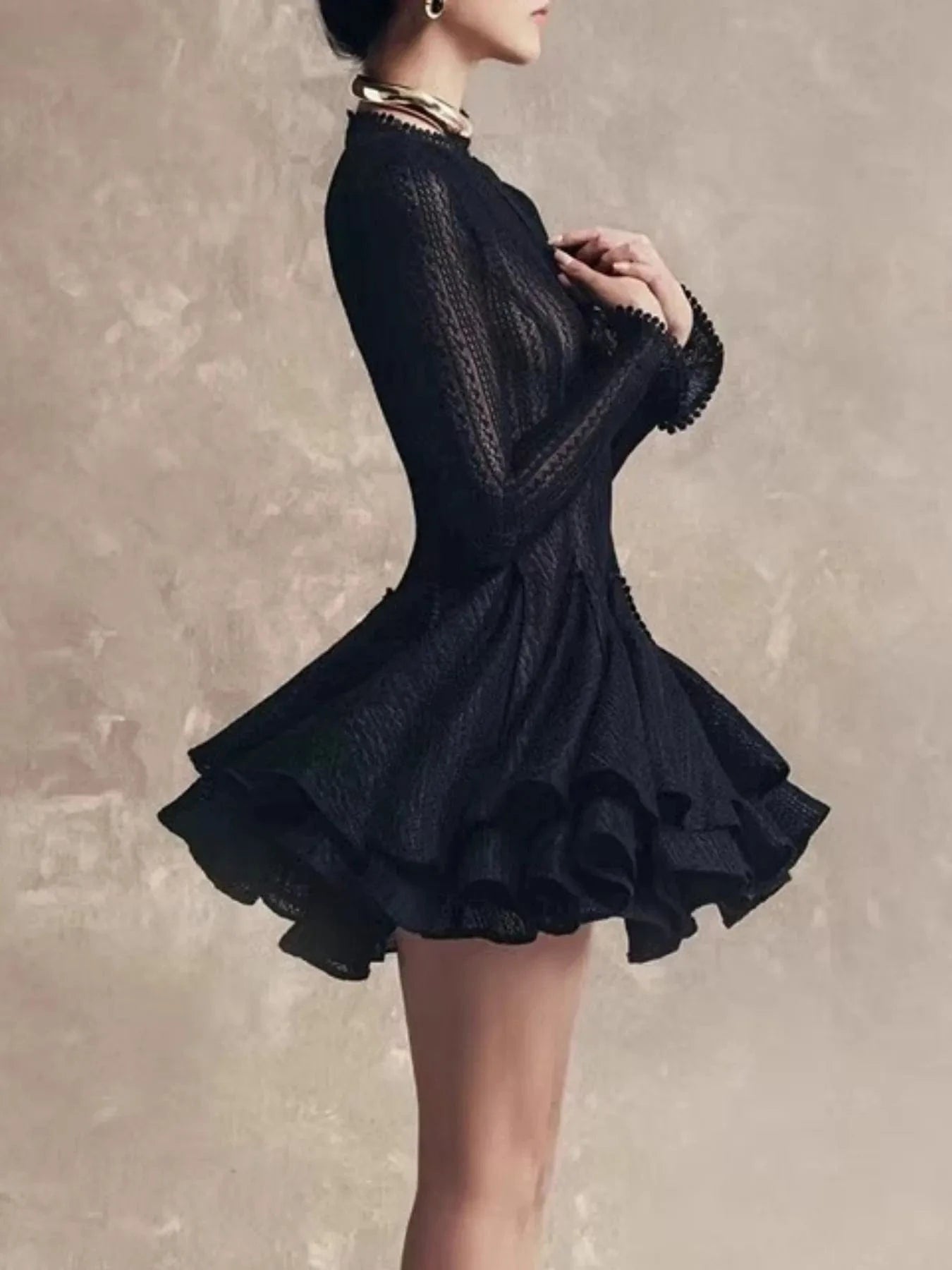 Layered Round Neck Long Sleeve Dress Dresses The Nichole Collection