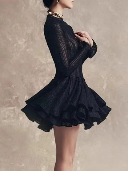 Layered Round Neck Long Sleeve Dress Dresses The Nichole Collection