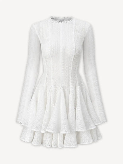 Layered Round Neck Long Sleeve Dress Dresses The Nichole Collection