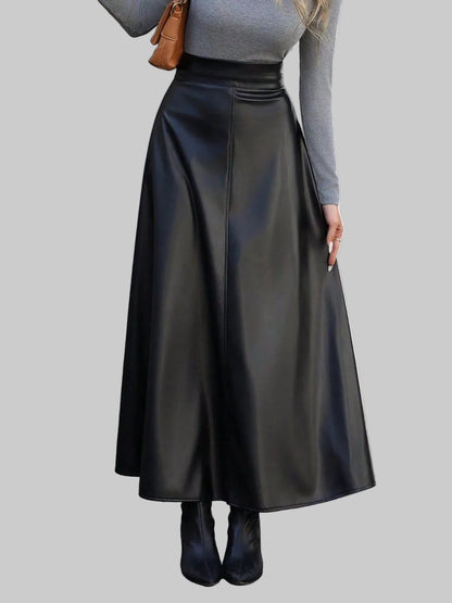 Leather A-Line Midi Skirt The Nichole Collection