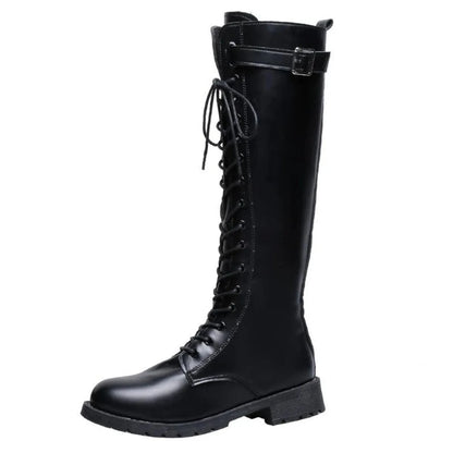 Leather Lace-Up Combat Boots Black / 35 The Nichole Collection