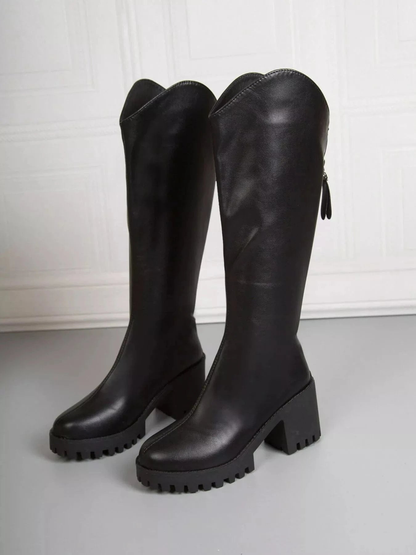 Leather Platform Block Heels Boots The Nichole Collection