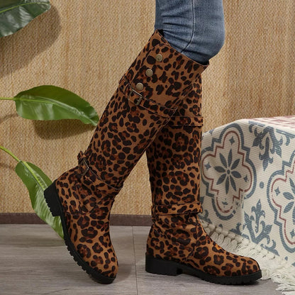 Leopard Block Heels Boots The Nichole Collection