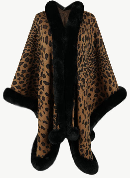 Leopard Open Front Poncho Poncho Terracotta / One Size The Nichole Collection