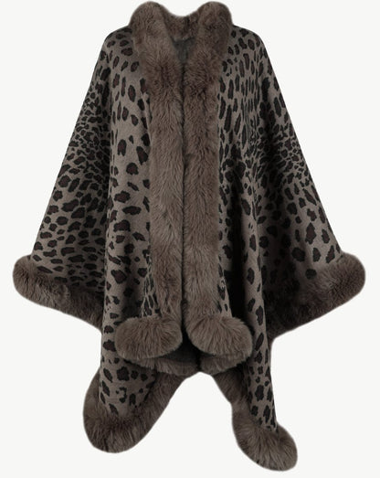 Leopard Open Front Poncho Poncho Chocolate / One Size The Nichole Collection