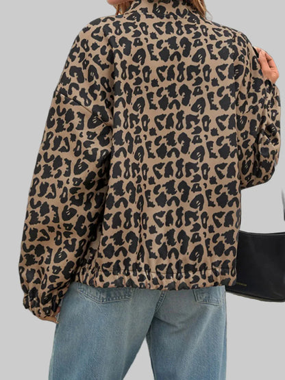Leopard Print Casual Button Up Jacket The Nichole Collection