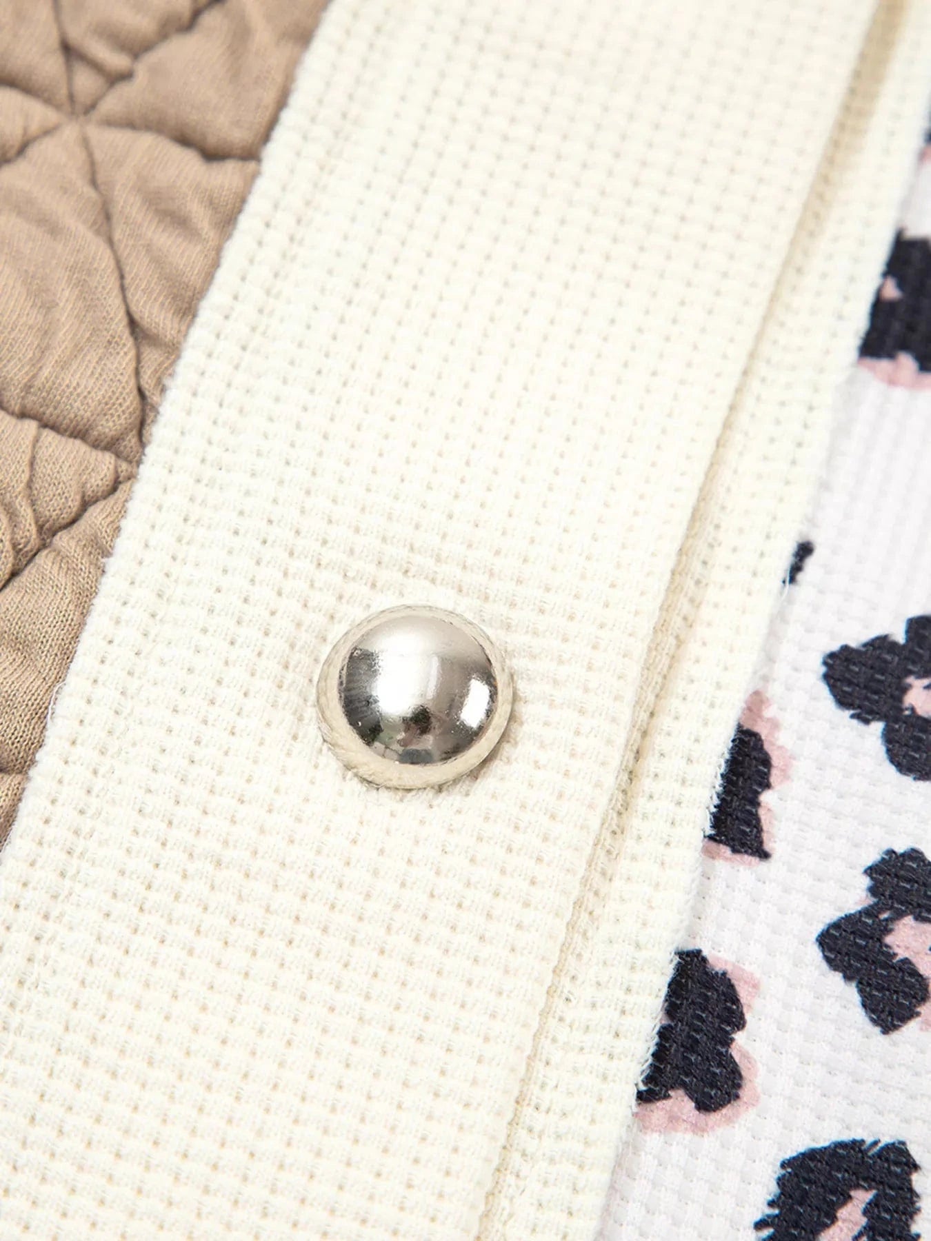 Leopard Waffle Quilted Patchwork Button Front Jacket Jackets The Nichole Collection