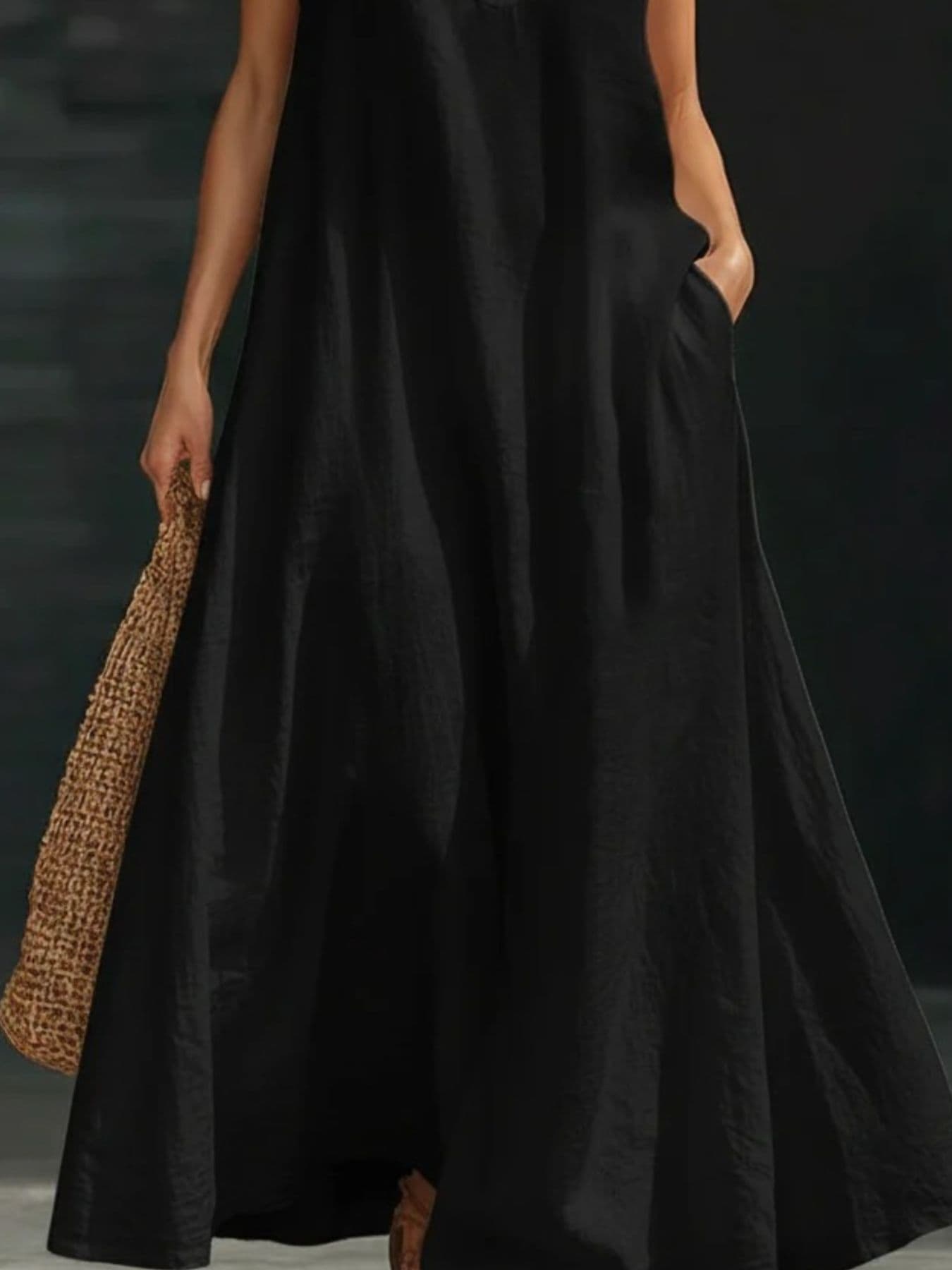 Linen Halter Neck Maxi Dress with Pockets Maxi Dresses The Nichole Collection - Official Site