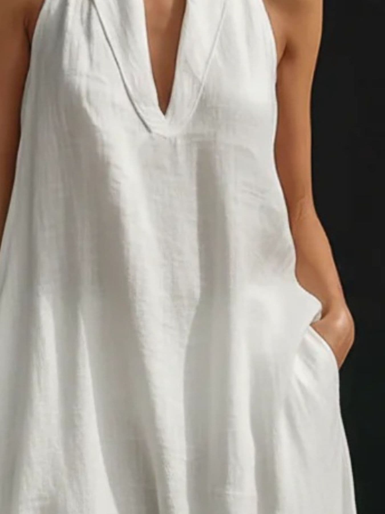 Linen Halter Neck Maxi Dress with Pockets Maxi Dresses The Nichole Collection - Official Site