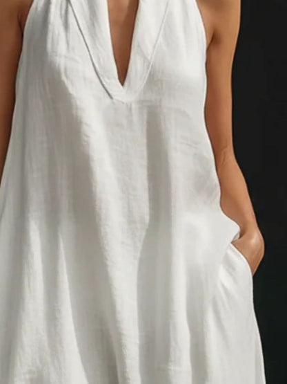 Linen Halter Neck Maxi Dress with Pockets Maxi Dresses The Nichole Collection - Official Site