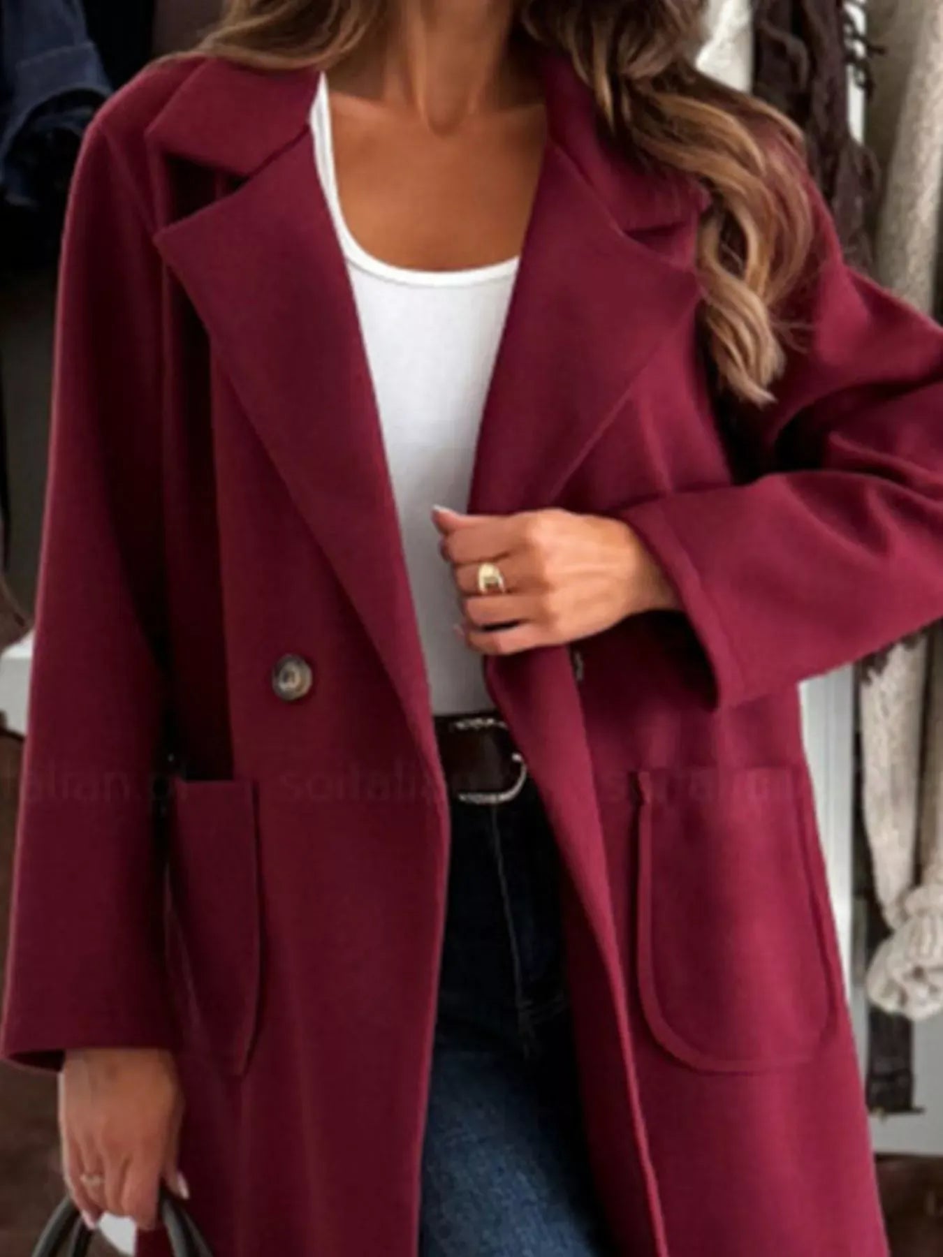 Long-Sleeve Single-Breasted Trench Coat The Nichole Collection
