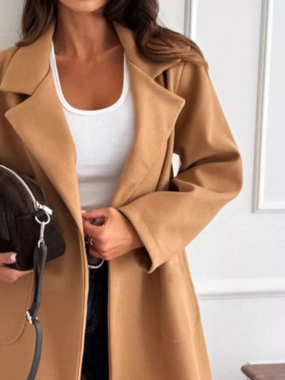 Long-Sleeve Single-Breasted Trench Coat The Nichole Collection