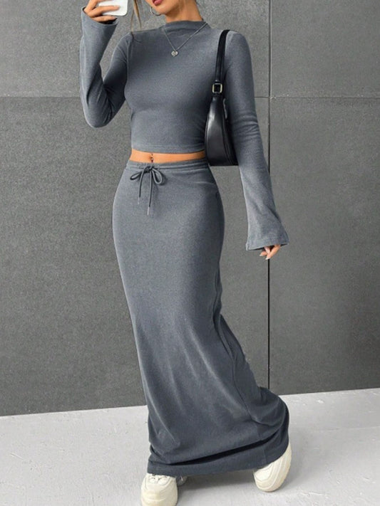Long Sleeve Top & Drawstring Maxi Skirt Set The Nichole Collection - Official Site