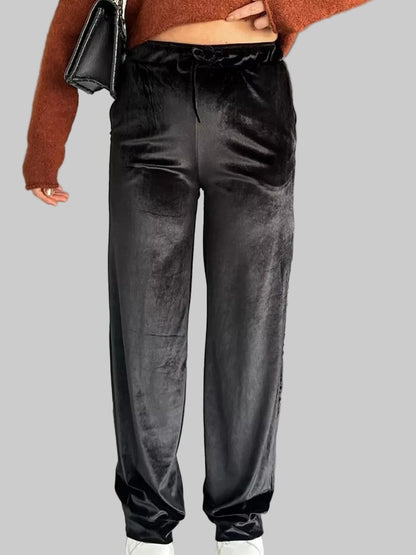 Luxury Black Velvet Wide-Leg Pants Dress Pants The Nichole Collection