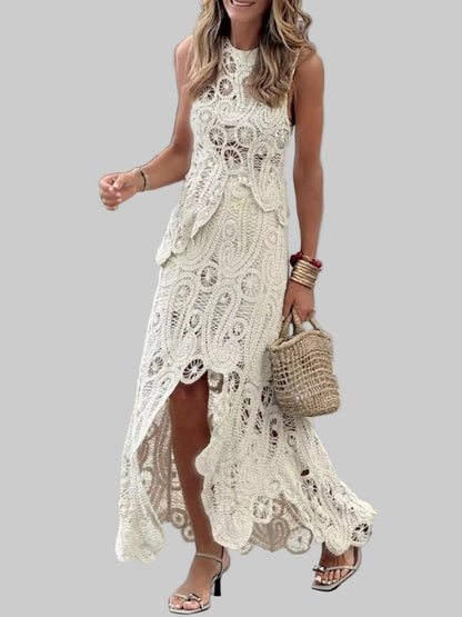 Maxi Length Crochet Sleeveless Tank and Skirt Set Maxi Dresses The Nichole Collection - Official Site
