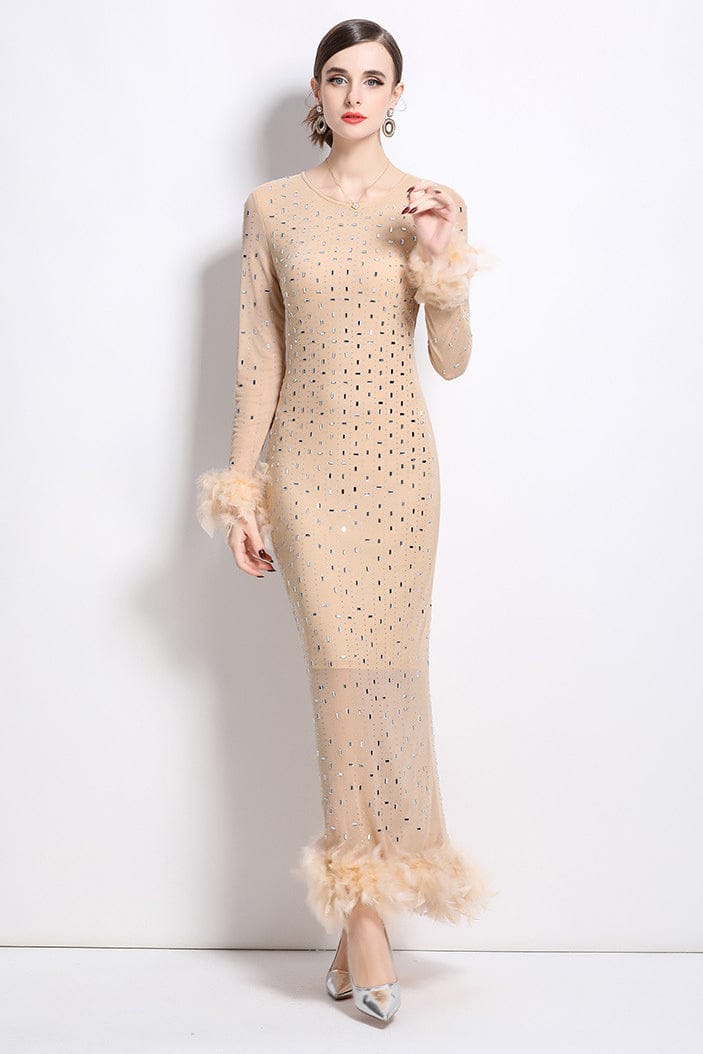 MAXI PARTY DRESS Beige / M The Nichole Collection